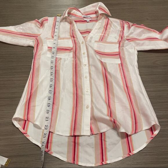 Express Pink & White Stripe Button Down Top Size XS - Picture 12 of 12